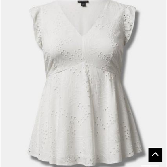 NWT Torrid White Eyelet Ruffle Sleeve Babydoll top 0/L/12 - Picture 4 of 6